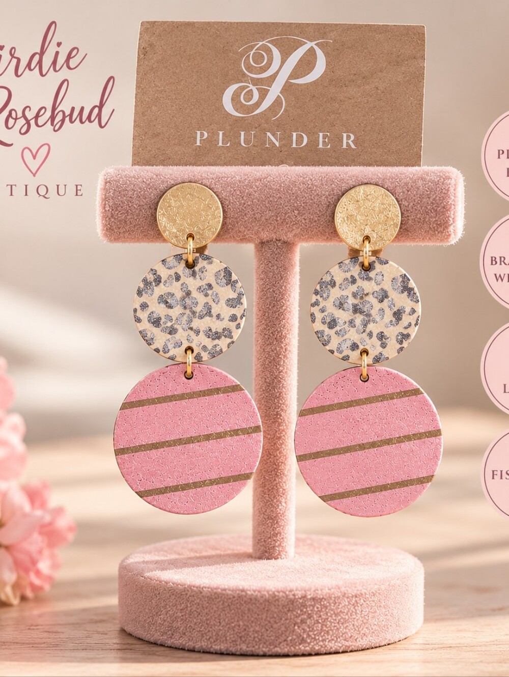 Plunder Pink Leopard Print Statement Earrings – 3”